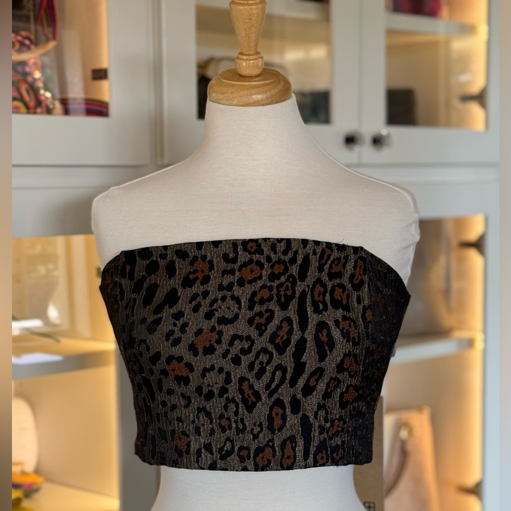 Ksubi Black and Brown Leopard Print Crop Top